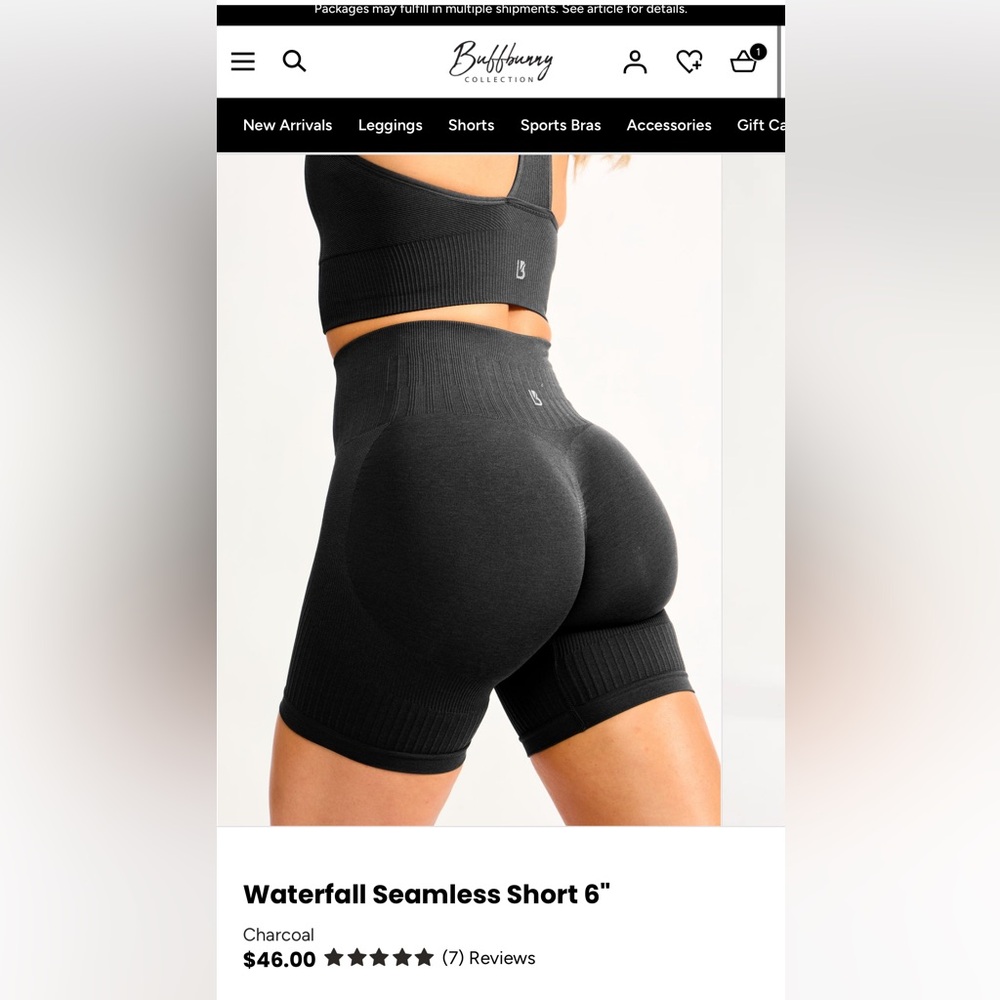 BuffBunny Charcoal Waterfall Seamless Bike Shorts
